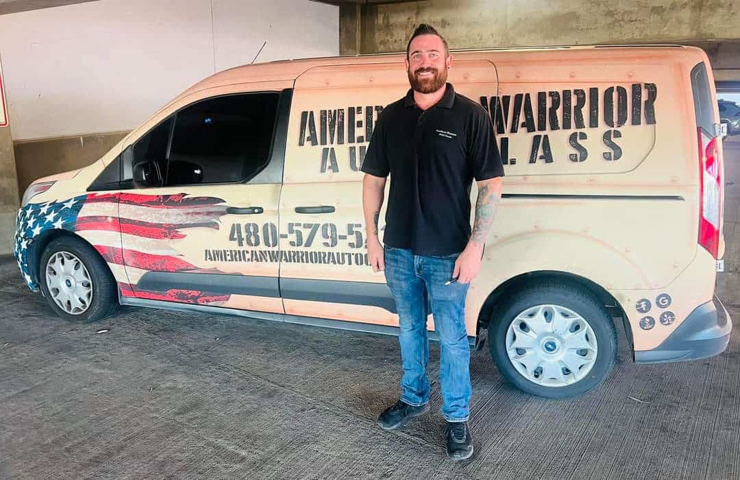American Warrior Auto Glass van & founder