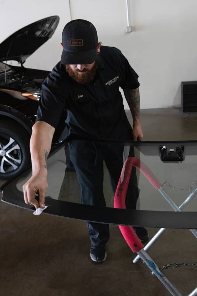 ryan prepping a windshield replacement in mesa, az.